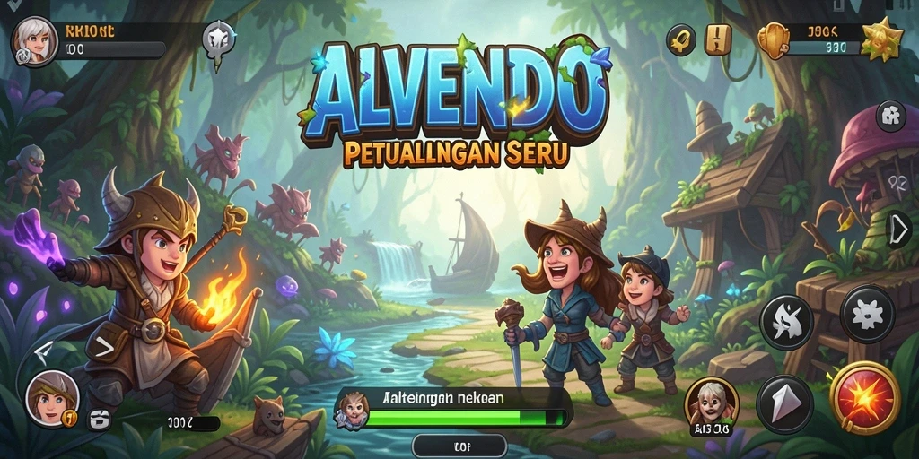 Tampilan gameplay ALVENDO yang mendebarkan di dunia petualangan.