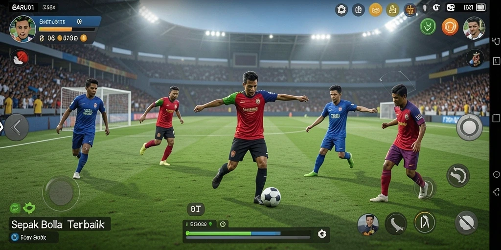 Tampilan gameplay seru dari game sepak bola BARU01.