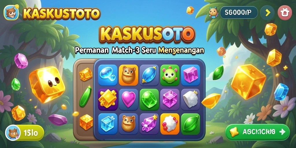 Gameplay KASKUSTOTO yang penuh warna dan tantangan Match-3.