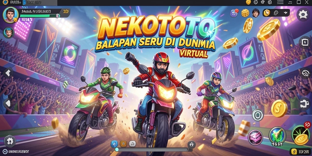 Tampilan gameplay balapan seru di NEKOTOTO dengan kendaraan yang melaju kencang.
